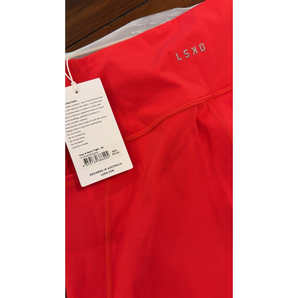 LSKD Flux X-Short Legging Scarlet Red Ultra High-Rise 4 Inch Shorts XL NEW NWT - Picture 7 of 16